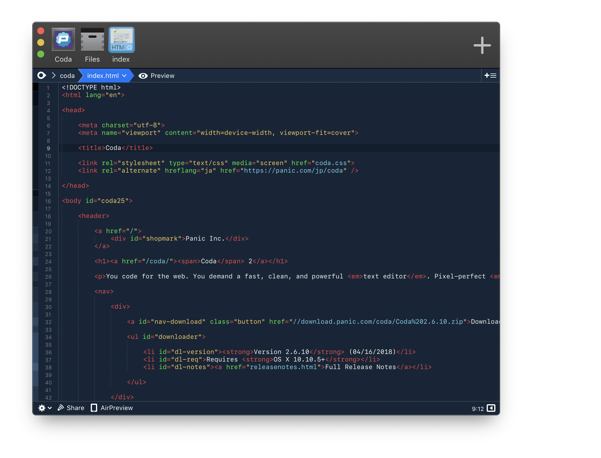 coda 2 editor